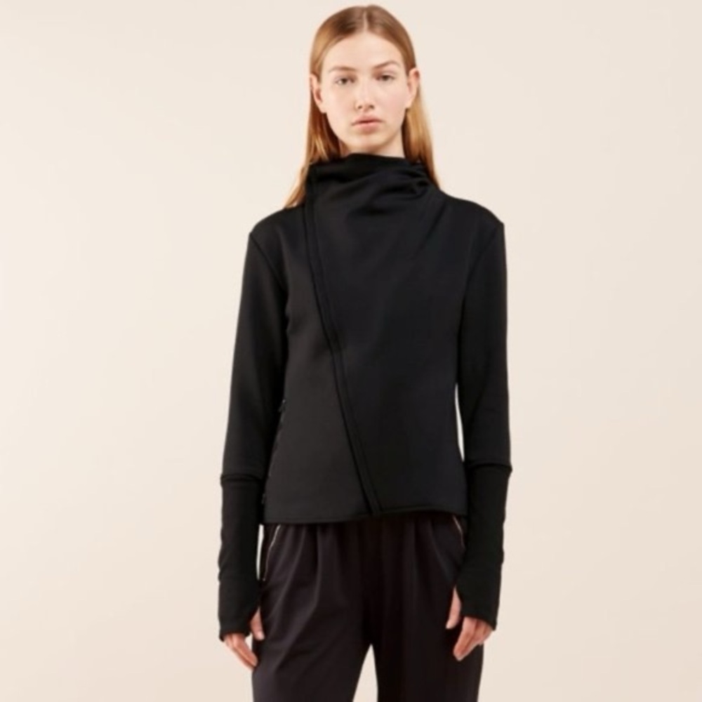 ADAY Up In The Air Jacket Scuba Asymmetrical Zip Biker Jacket - Picture 4 of 9